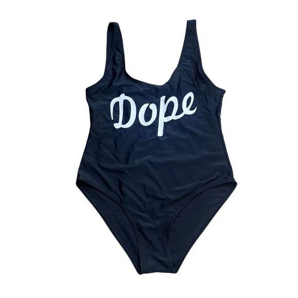 DOPE Women's Black Scoop Neck One Piece Swimsuit Size Medium - Picture 1 of 3